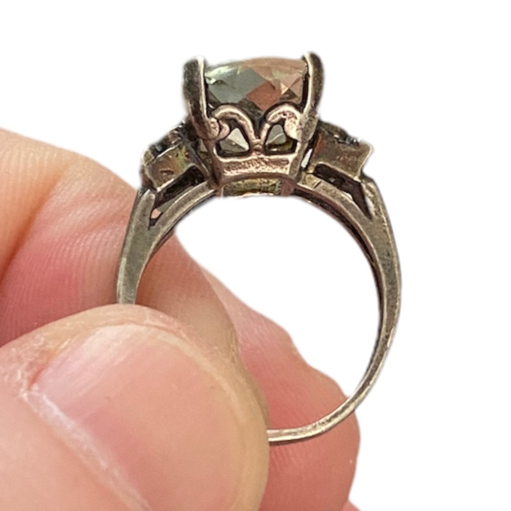 Vtg 50’s HAILPARN & CO., H. 4ct Natural Green Amethyst 10KH Ring - Picture 10 of 10